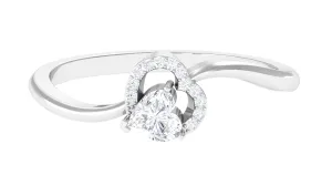 0.25 CT Certified Moissanite Gold Heart Promise Ring