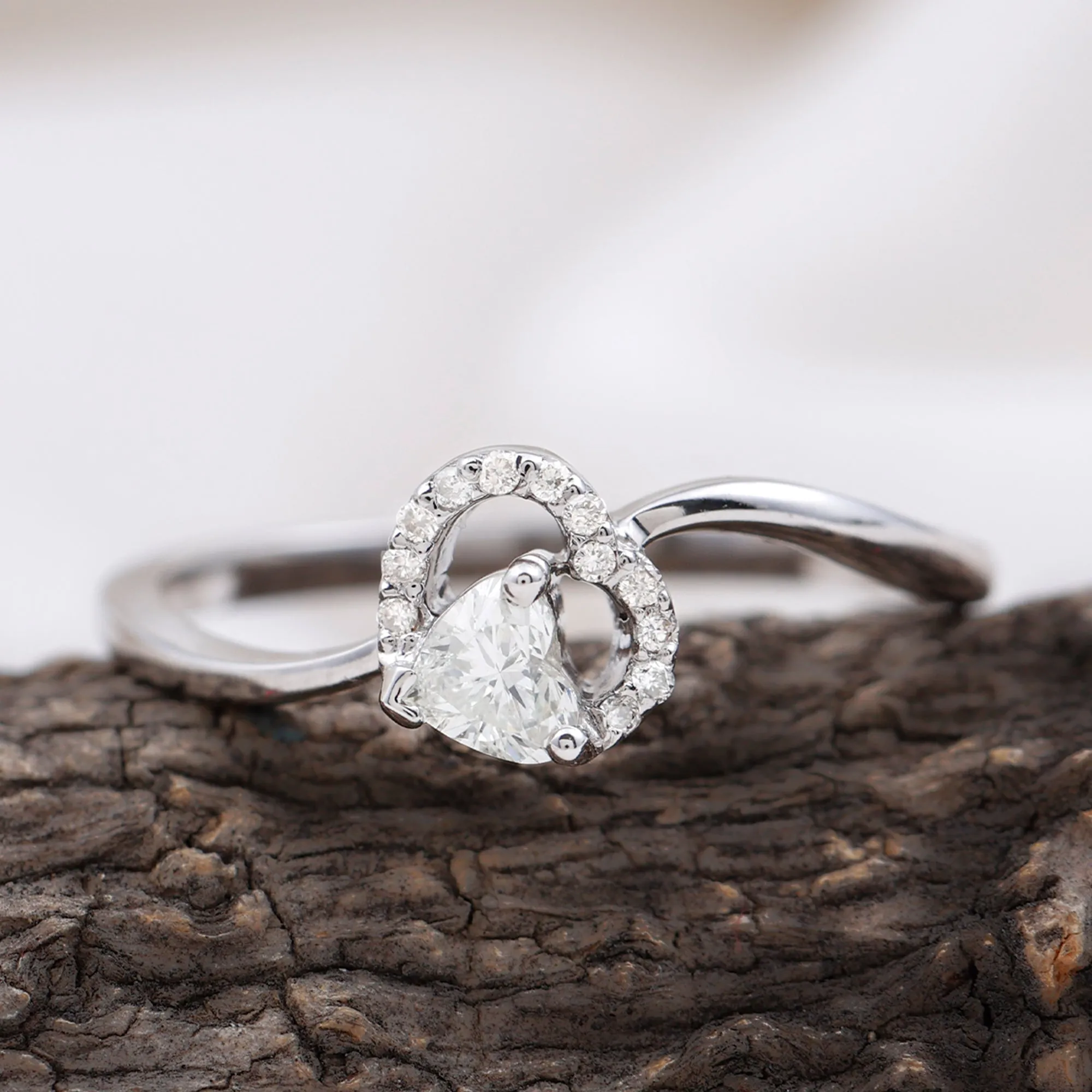0.25 CT Certified Moissanite Gold Heart Promise Ring