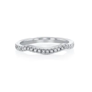 0.35 CT Round Diamond Curved 14K White Gold Band