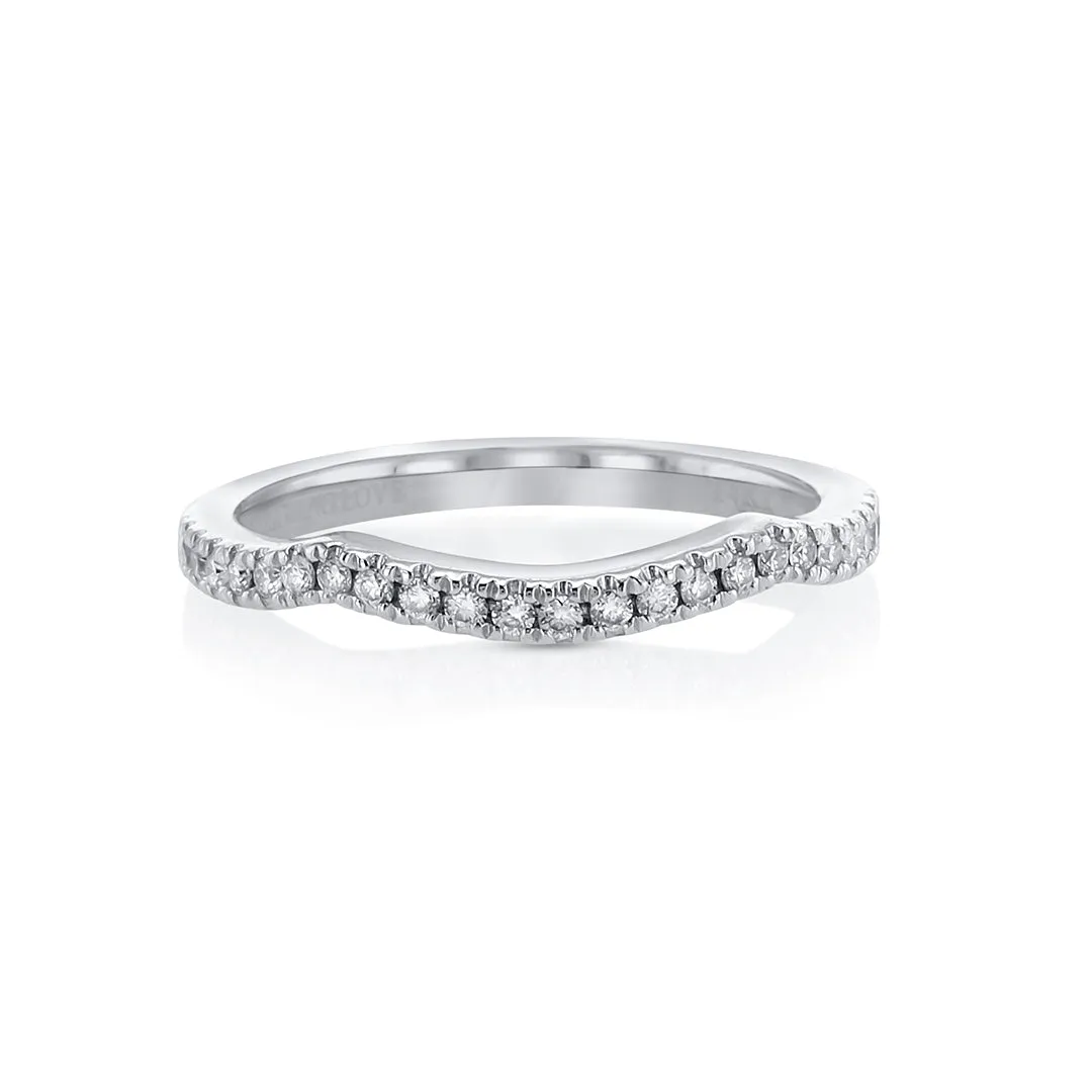 0.35 CT Round Diamond Curved 14K White Gold Band