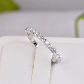 Artisan Shape 0.22ct Half Eternity Bridal Band Diamond Simulated 925 Sterling Silver Anniversary Rings SKU:00251