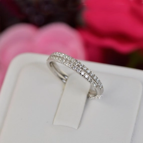 Fantastic Symbol Signature Accessory 0.36ct Half Eternity Wedding Band Stack Promise Ring Diamond Simulated 925 Sterling Silver Anniversary Ring SKU:00201