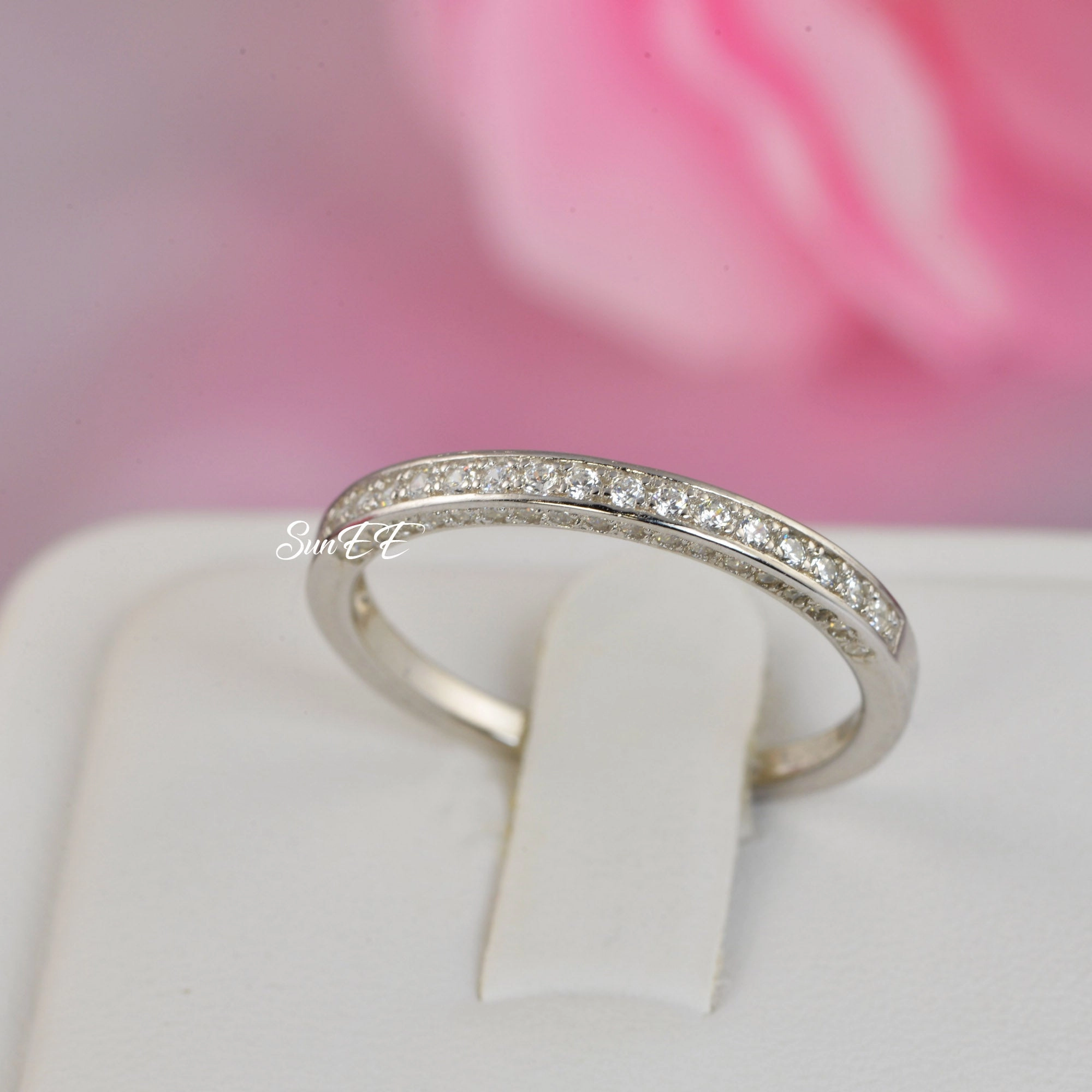 0.52ct Brilliant Cut Bridal Band Diamond Simulated 925 Sterling Silver Anniversary Rings SKU:00237 Local Custom