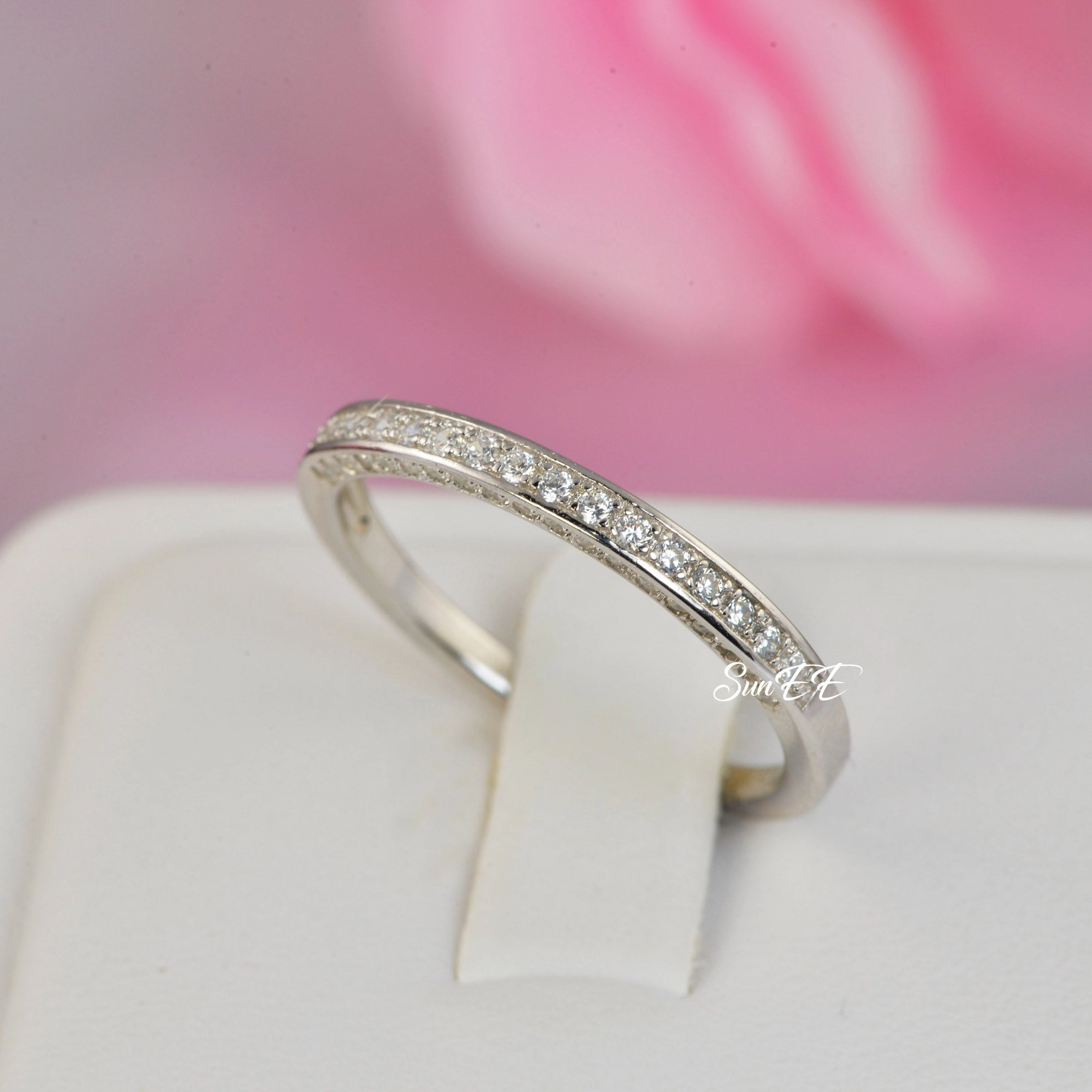 0.52ct Brilliant Cut Bridal Band Diamond Simulated 925 Sterling Silver Anniversary Rings SKU:00237 Stylish Token Urban Fit