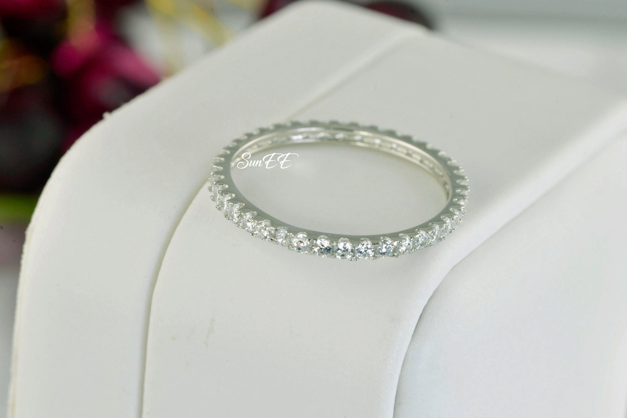 0.74ct Full Eternity Wedding Band Stack Promise Ring Diamond Simulated 925 Sterling Silver Anniversary Ring SKU:00190 Bold Bauble Strong Piece