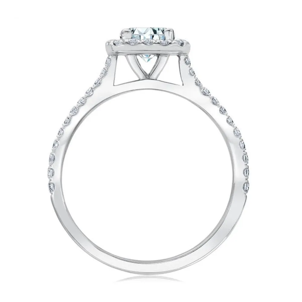 1 Ct Diamond Cushion Halo Engagement Ring 10k White Gold