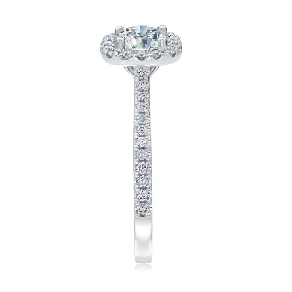 1 Ct Diamond Cushion Halo Engagement Ring 10k White Gold