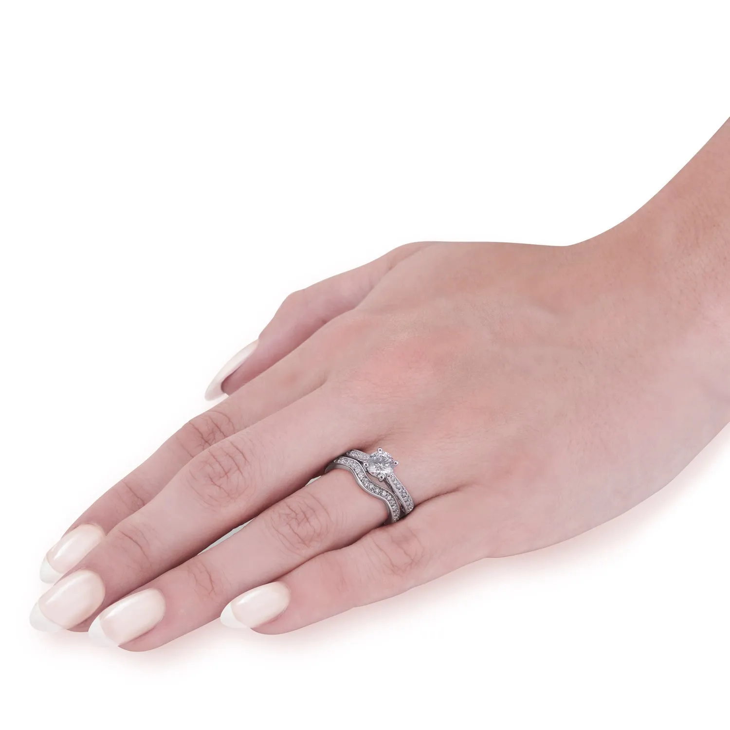 1 ct Diamond Lab Grown Eco Friendly Vintage Engagement Ring & Wedding Band 14k