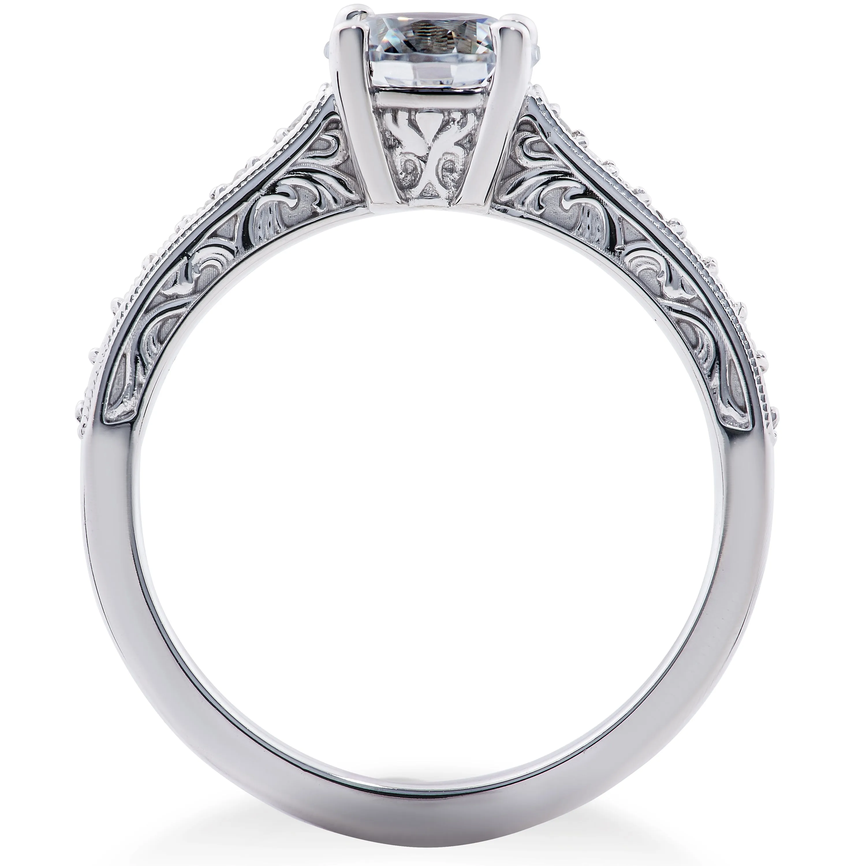 1 ct Diamond Lab Grown Eco Friendly Vintage Engagement Ring & Wedding Band 14k