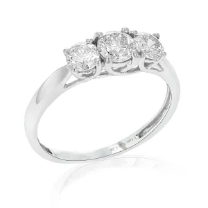 1 cttw Diamond Engagement Three Stone Ring in 14K White Gold