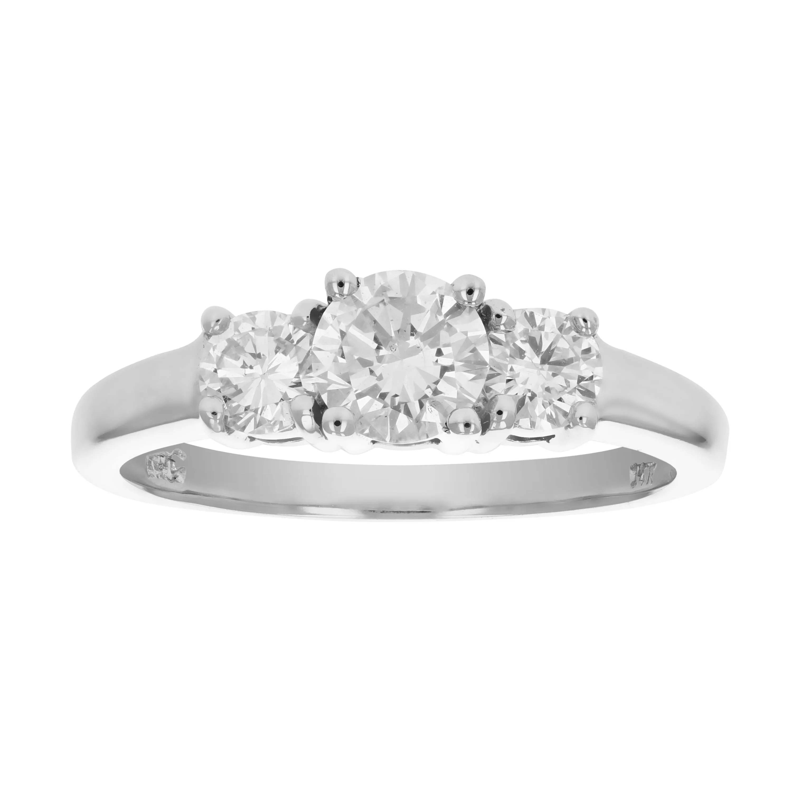 1 cttw Diamond Engagement Three Stone Ring in 14K White Gold