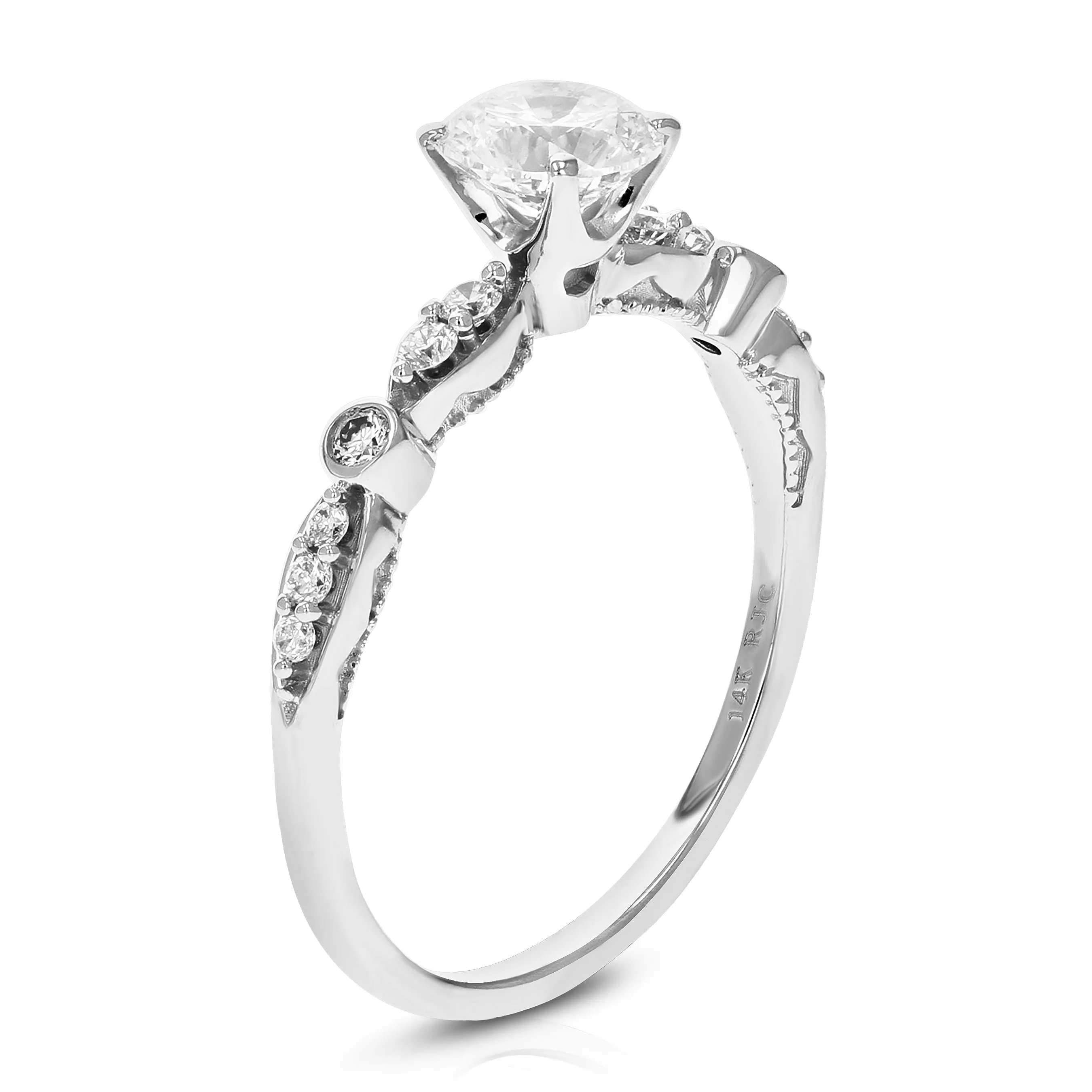 1 cttw Lab Created Diamond Engagement Ring in 14K White Gold Round with Prong