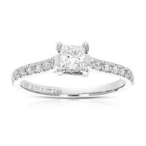1 cttw Wedding Engagement Ring for Women, Round Lab Grown Diamond Ring in 14K White Gold, Prong Setting