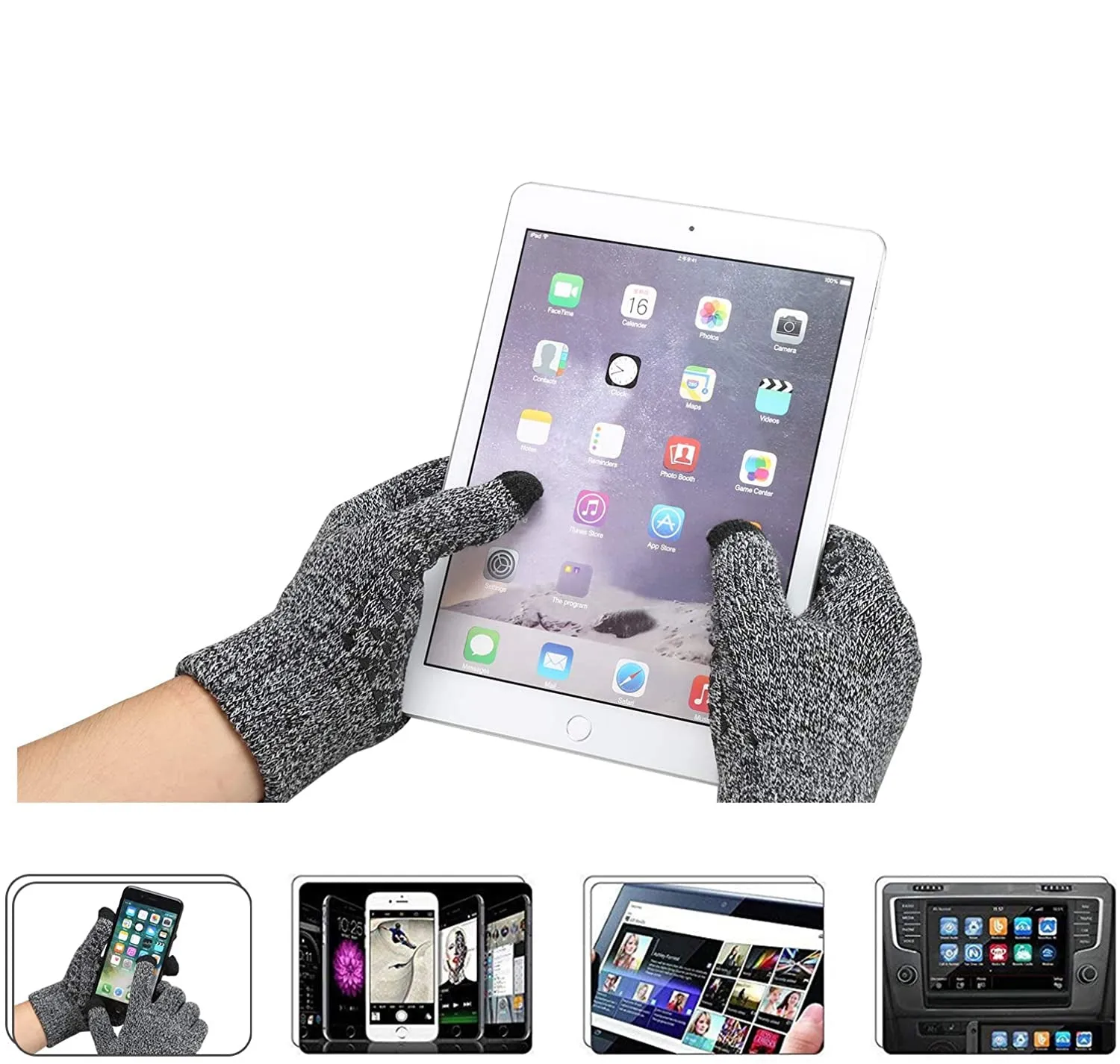 (1 pair) Capacitive Touchscreen Gloves Patterned Ladies Accessory (One Size) for Smartphone / Tablet - Dark Blue / Red