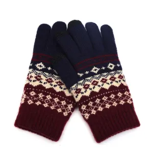 (1 pair) Capacitive Touchscreen Gloves Patterned Ladies Accessory (One Size) for Smartphone / Tablet - Dark Blue / Red