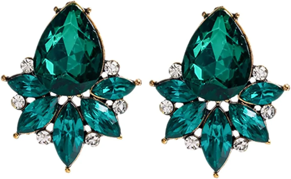 1 Pair Rhinestone Cluster Earrings for Women Shiny Formal Jewelry for Prom Weddings Parties Elegant Comfortable All Day Wear