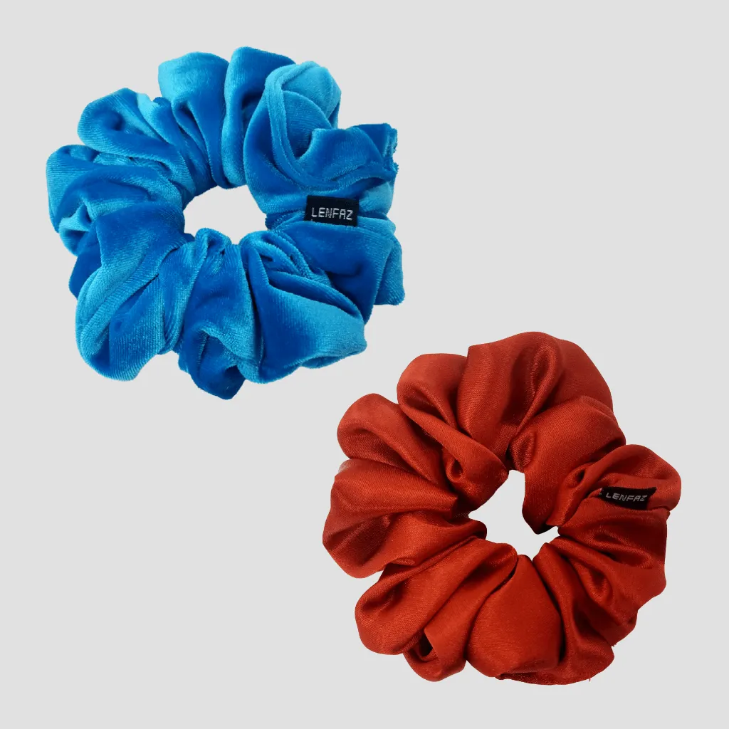 1 Velvet 1 Satin Silk Scrunchies Gift Set