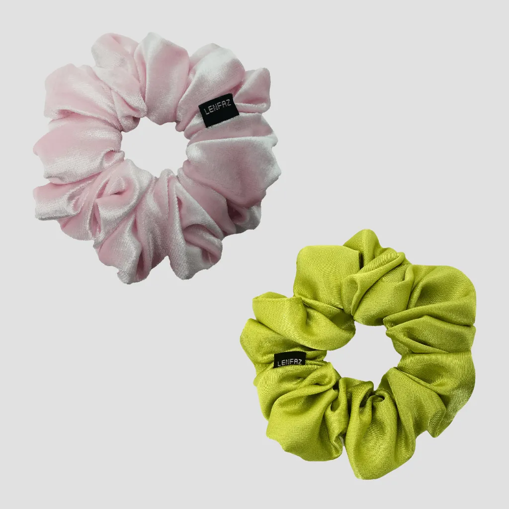 1 Velvet 1 Satin Silk Scrunchies Gift Set