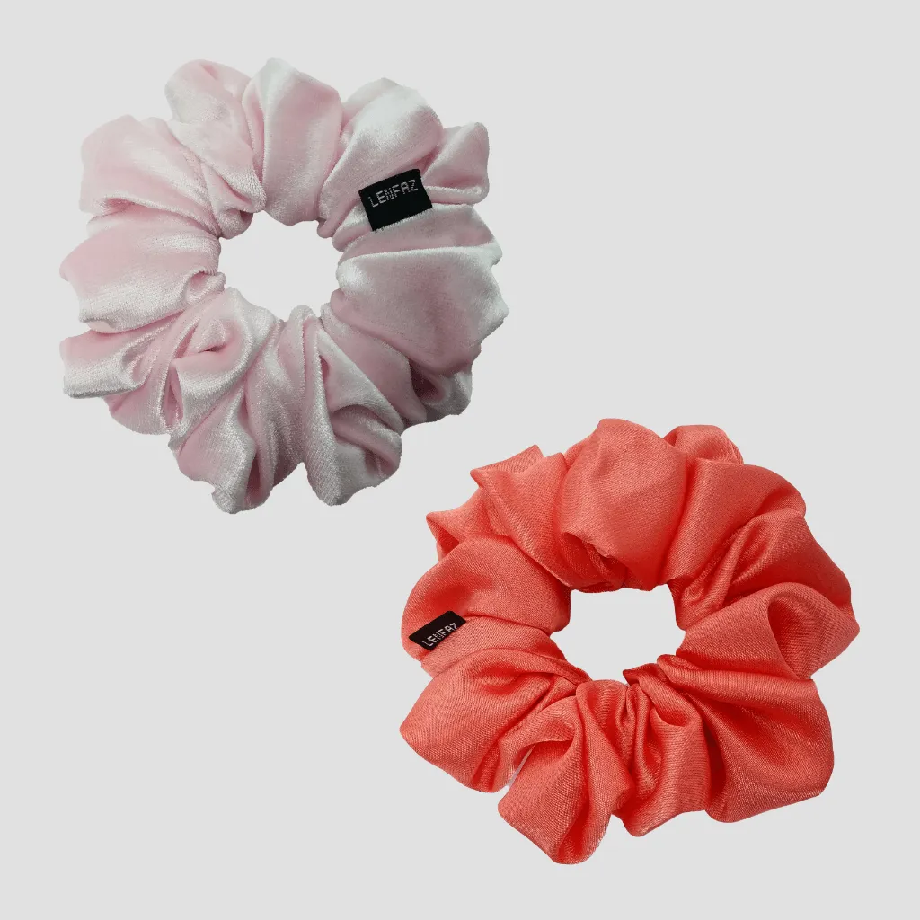 1 Velvet 1 Satin Silk Scrunchies Gift Set