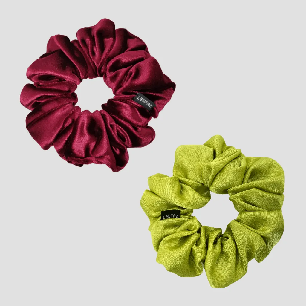 1 Velvet 1 Satin Silk Scrunchies Gift Set