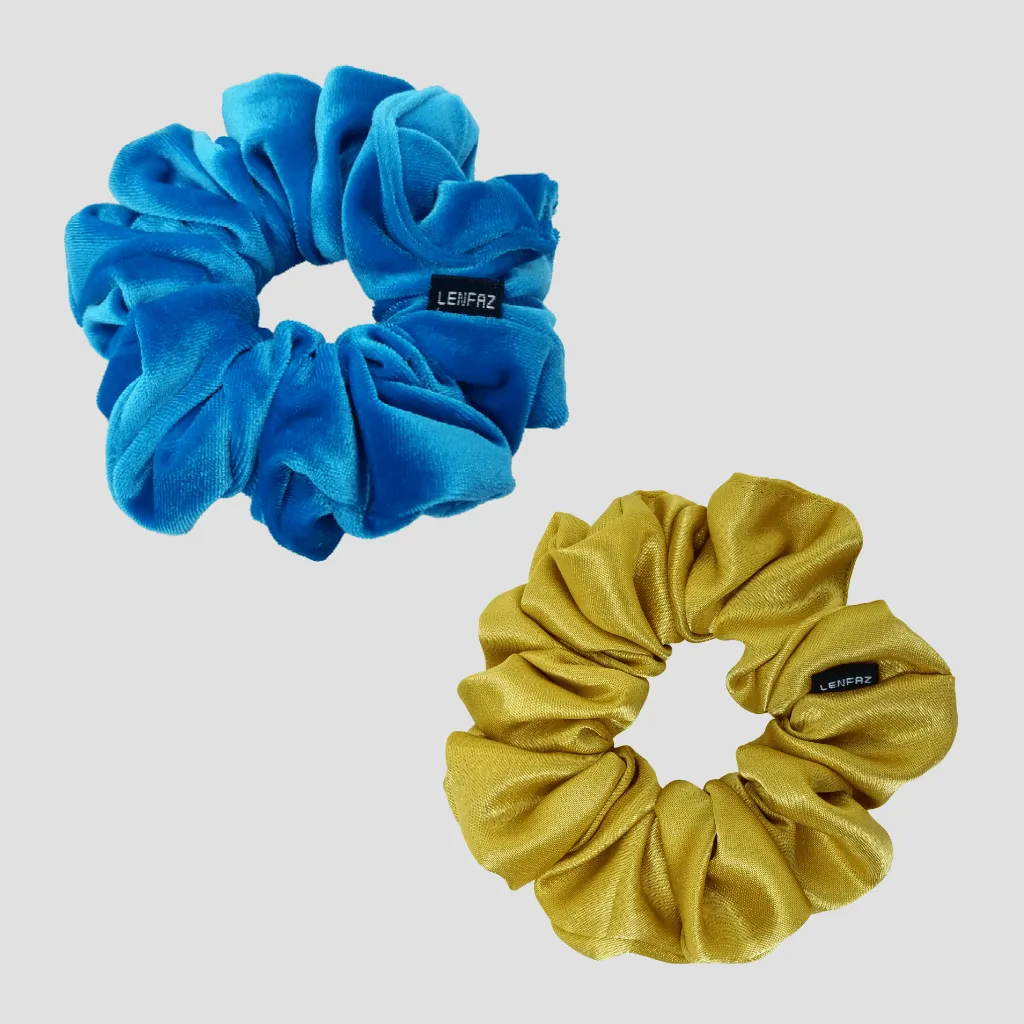 1 Velvet 1 Satin Silk Scrunchies Gift Set