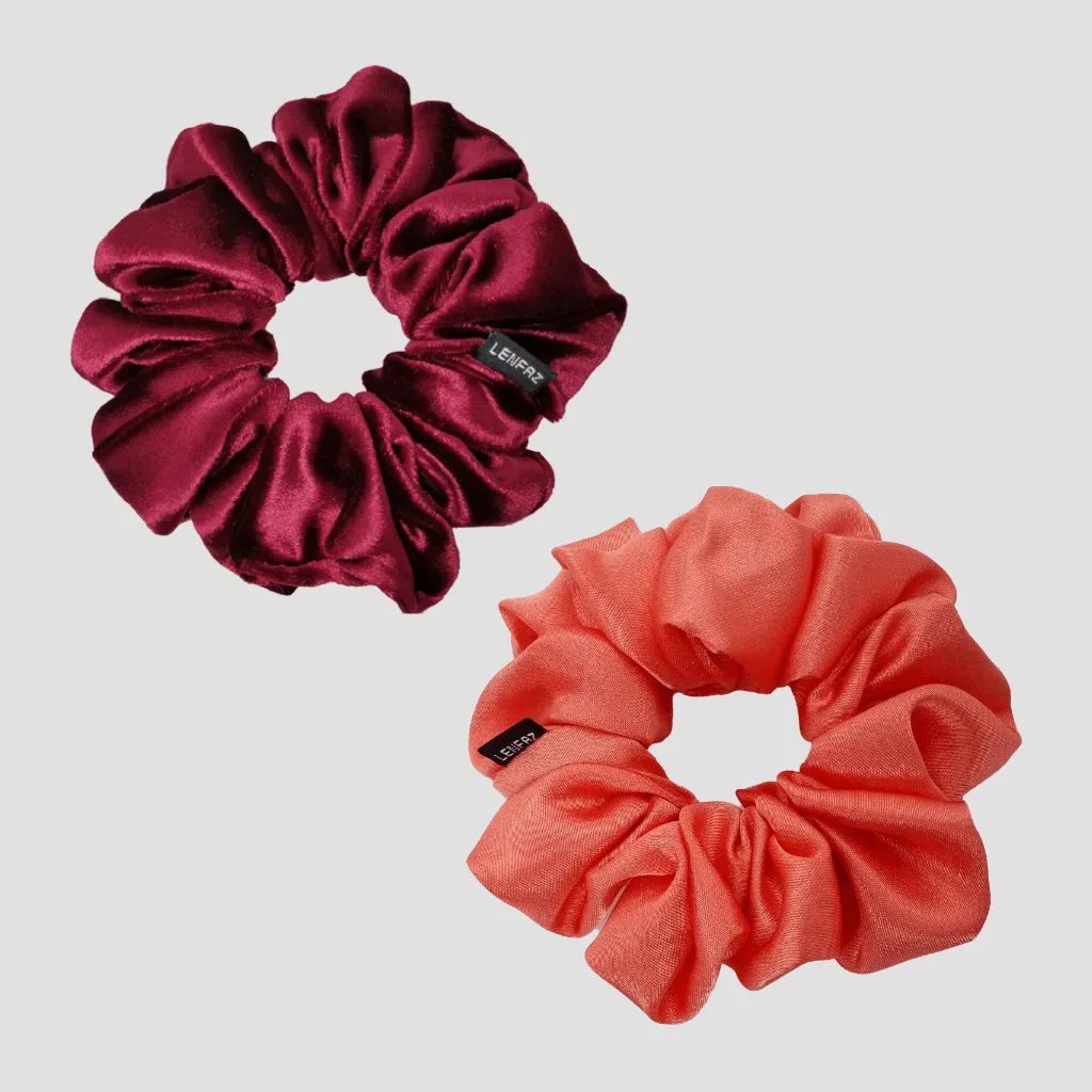 1 Velvet 1 Satin Silk Scrunchies Gift Set