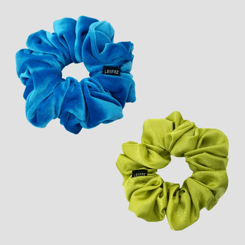 1 Velvet 1 Satin Silk Scrunchies Gift Set