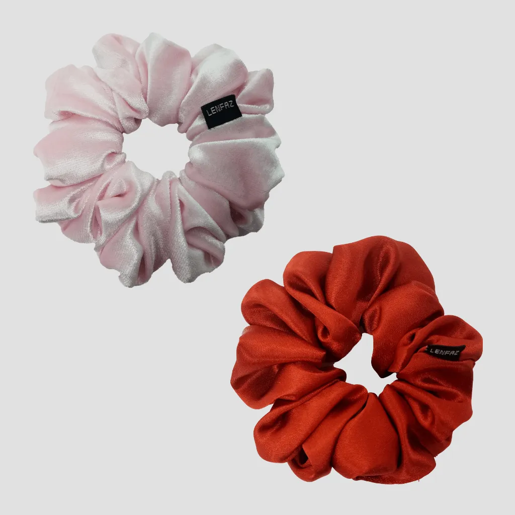 1 Velvet 1 Satin Silk Scrunchies Gift Set