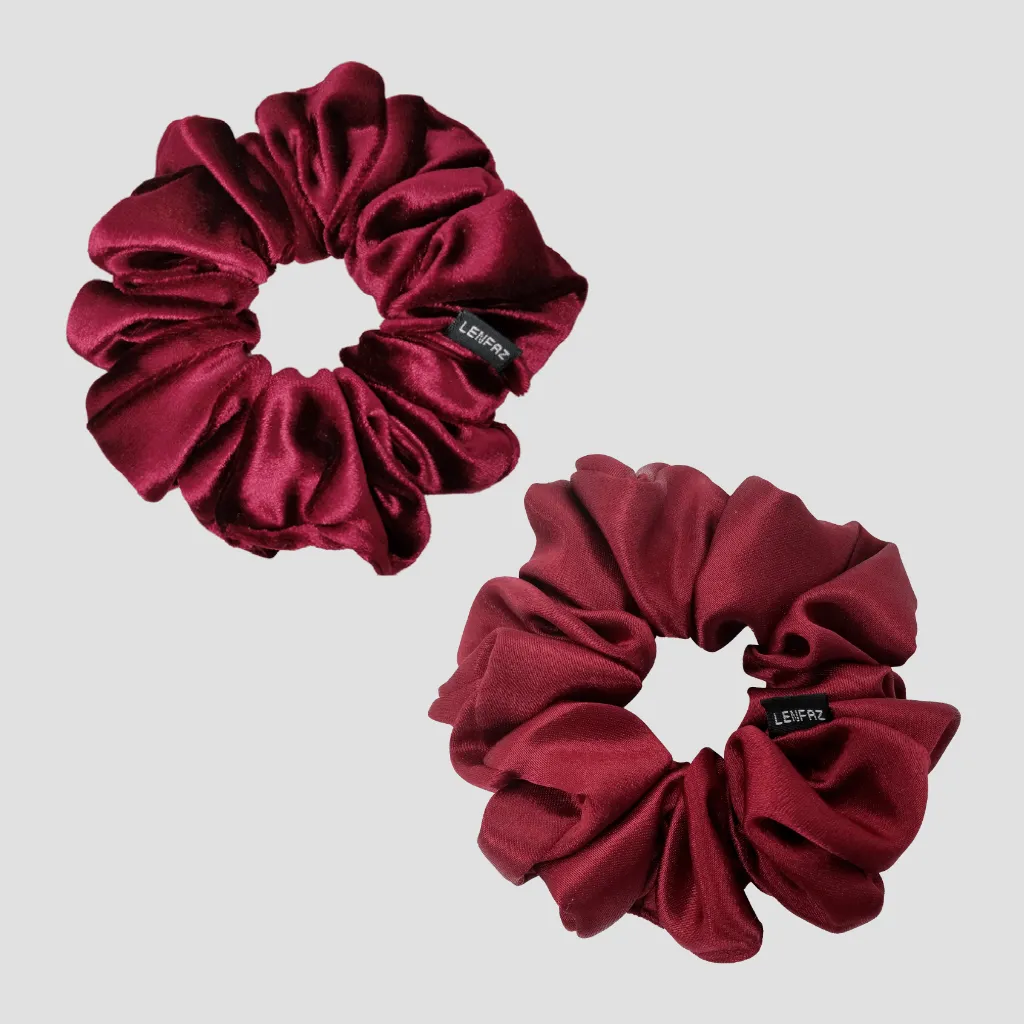 1 Velvet 1 Satin Silk Scrunchies Gift Set