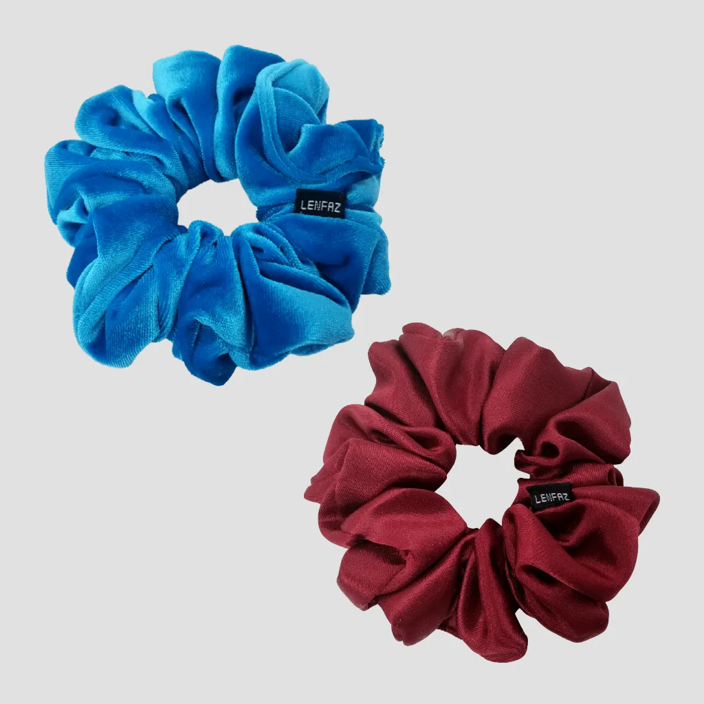 1 Velvet 1 Satin Silk Scrunchies Gift Set