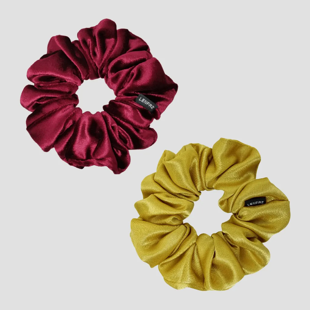 1 Velvet 1 Satin Silk Scrunchies Gift Set