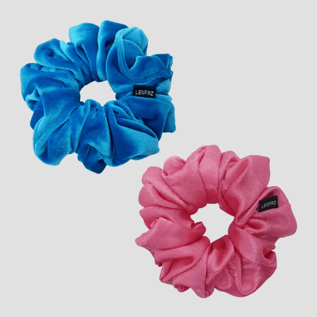 1 Velvet 1 Satin Silk Scrunchies Gift Set