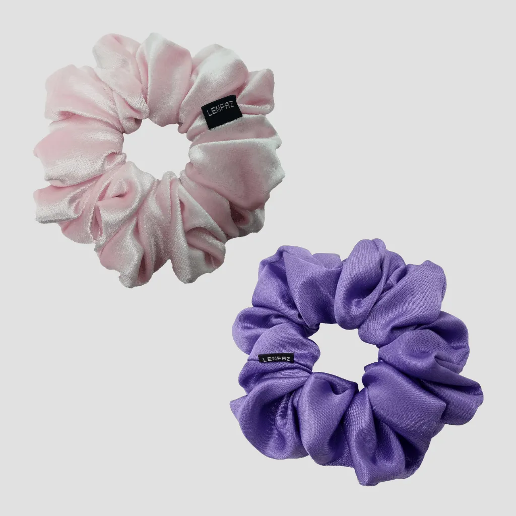 1 Velvet 1 Satin Silk Scrunchies Gift Set