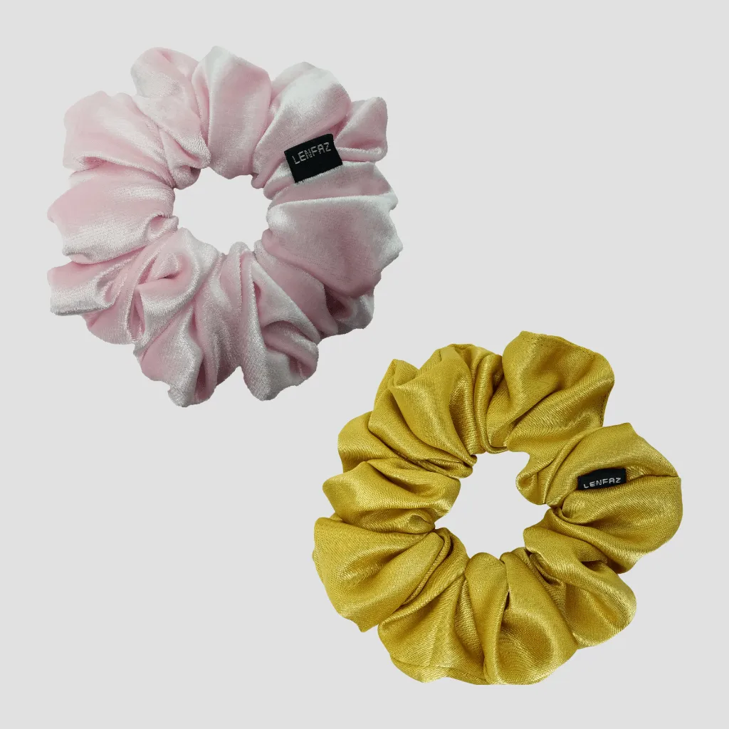 1 Velvet 1 Satin Silk Scrunchies Gift Set