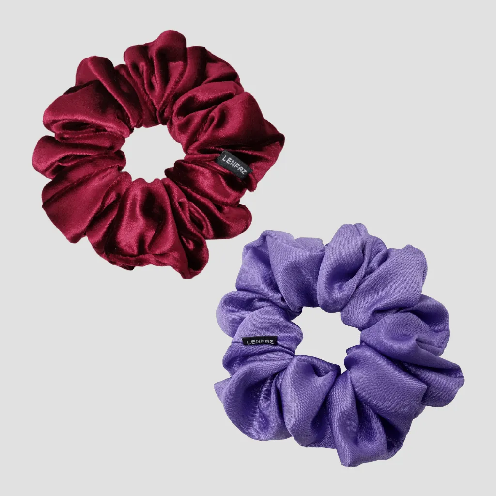 1 Velvet 1 Satin Silk Scrunchies Gift Set