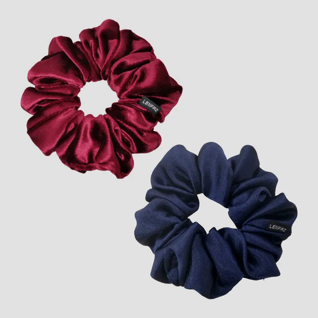 1 Velvet 1 Satin Silk Scrunchies Gift Set