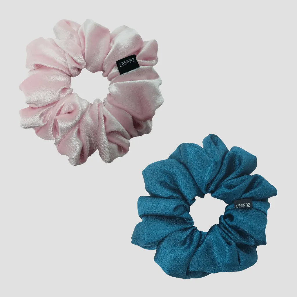 1 Velvet 1 Satin Silk Scrunchies Gift Set
