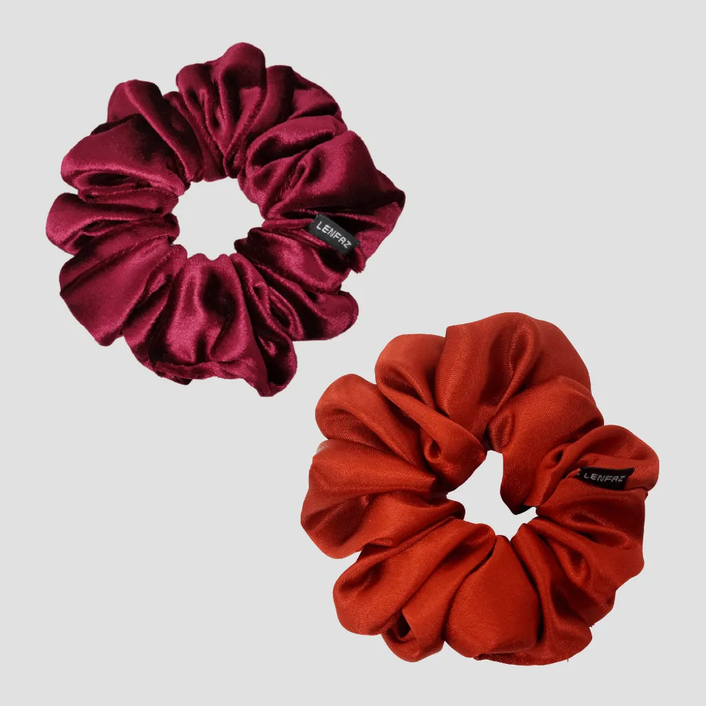 1 Velvet 1 Satin Silk Scrunchies Gift Set