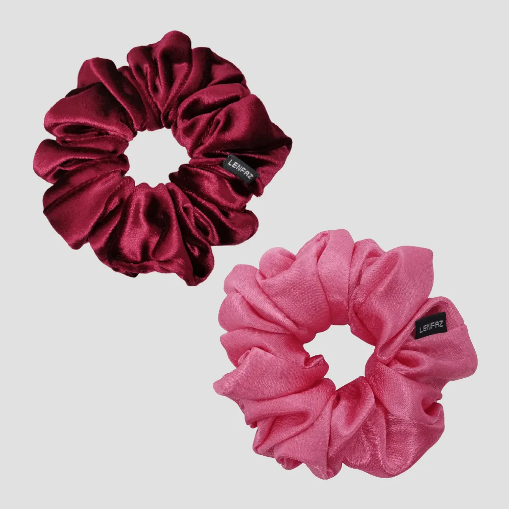 1 Velvet 1 Satin Silk Scrunchies Gift Set