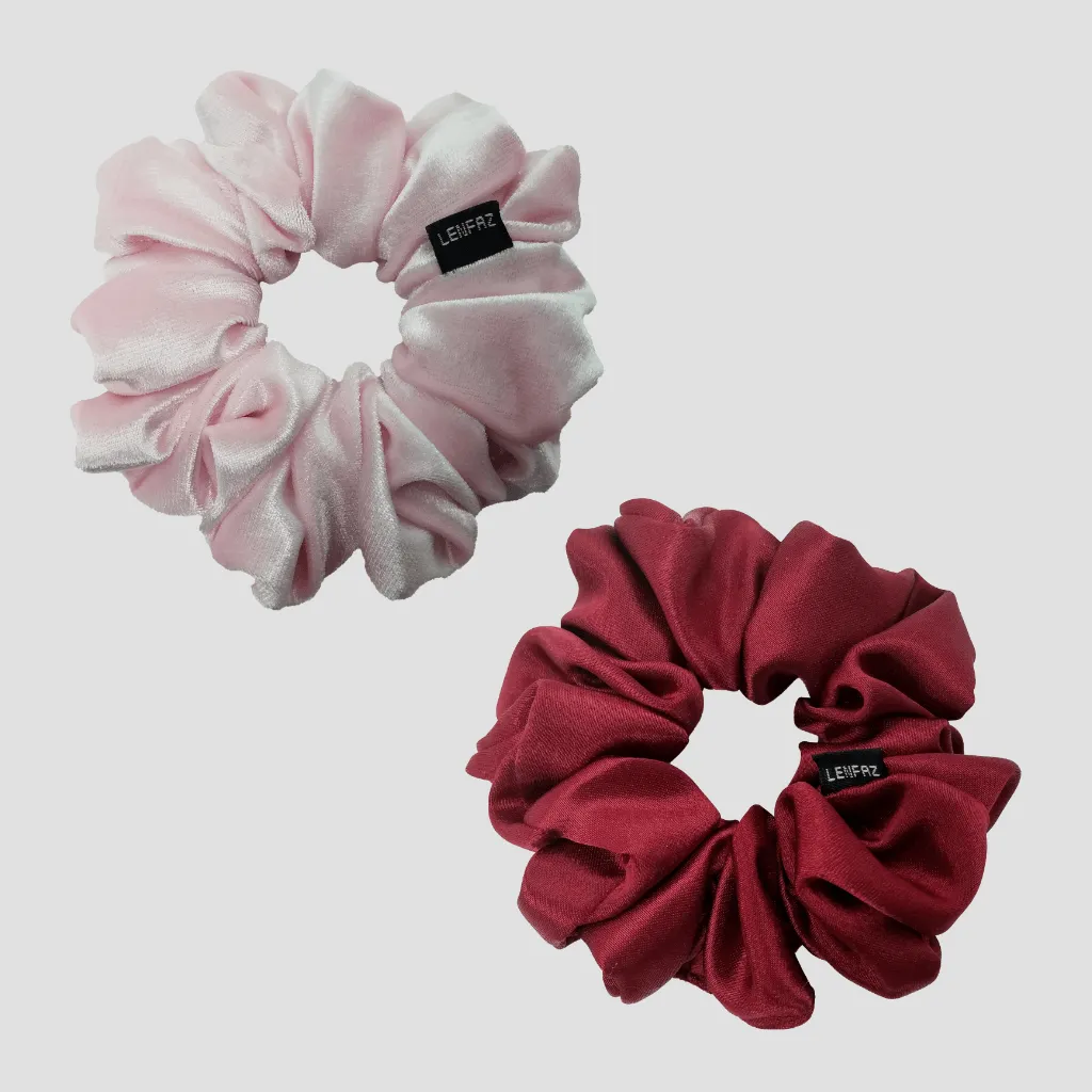 1 Velvet 1 Satin Silk Scrunchies Gift Set