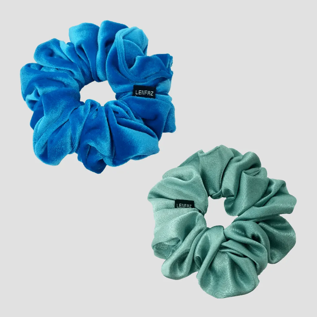 1 Velvet 1 Satin Silk Scrunchies Gift Set