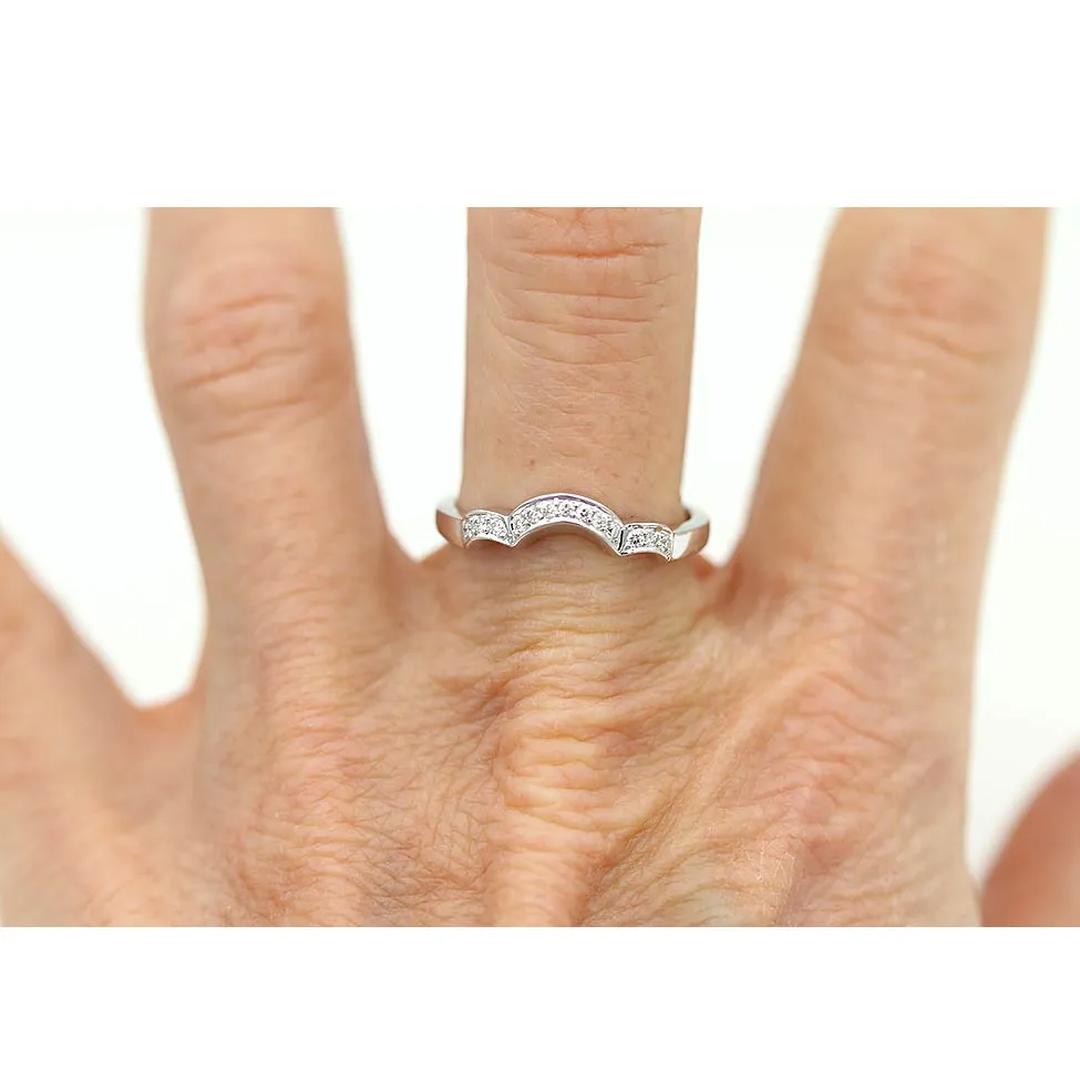 .10 Ct Estate Contoured Diamond Stacking Band in 18K White Gold