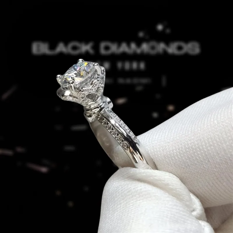 1.0 Ct Round Cut Diamond Rose Bud Engagement Ring