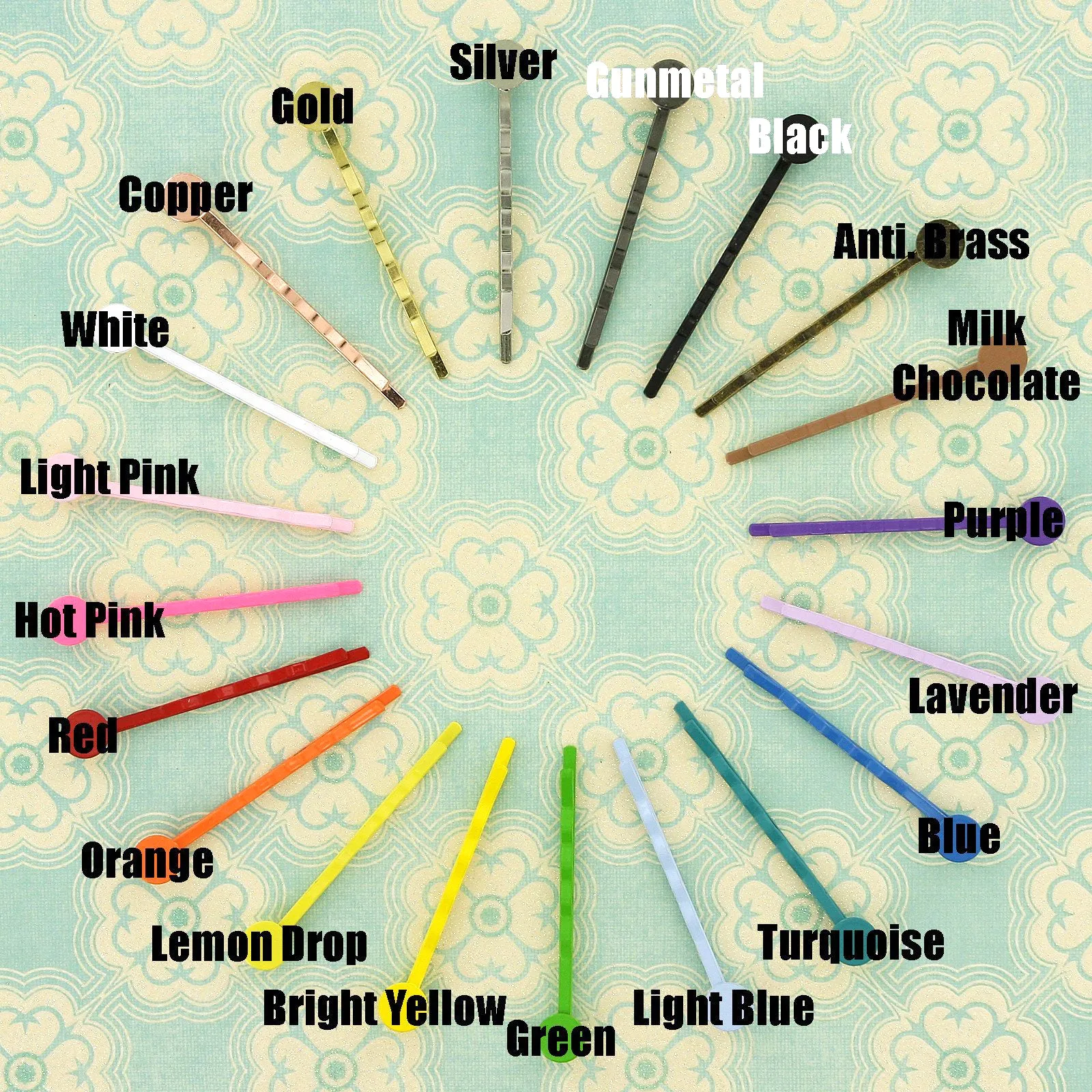100 Piece - 2" (50 mm) Enamel Bobby Pins / Hair Pins (Random Mix)