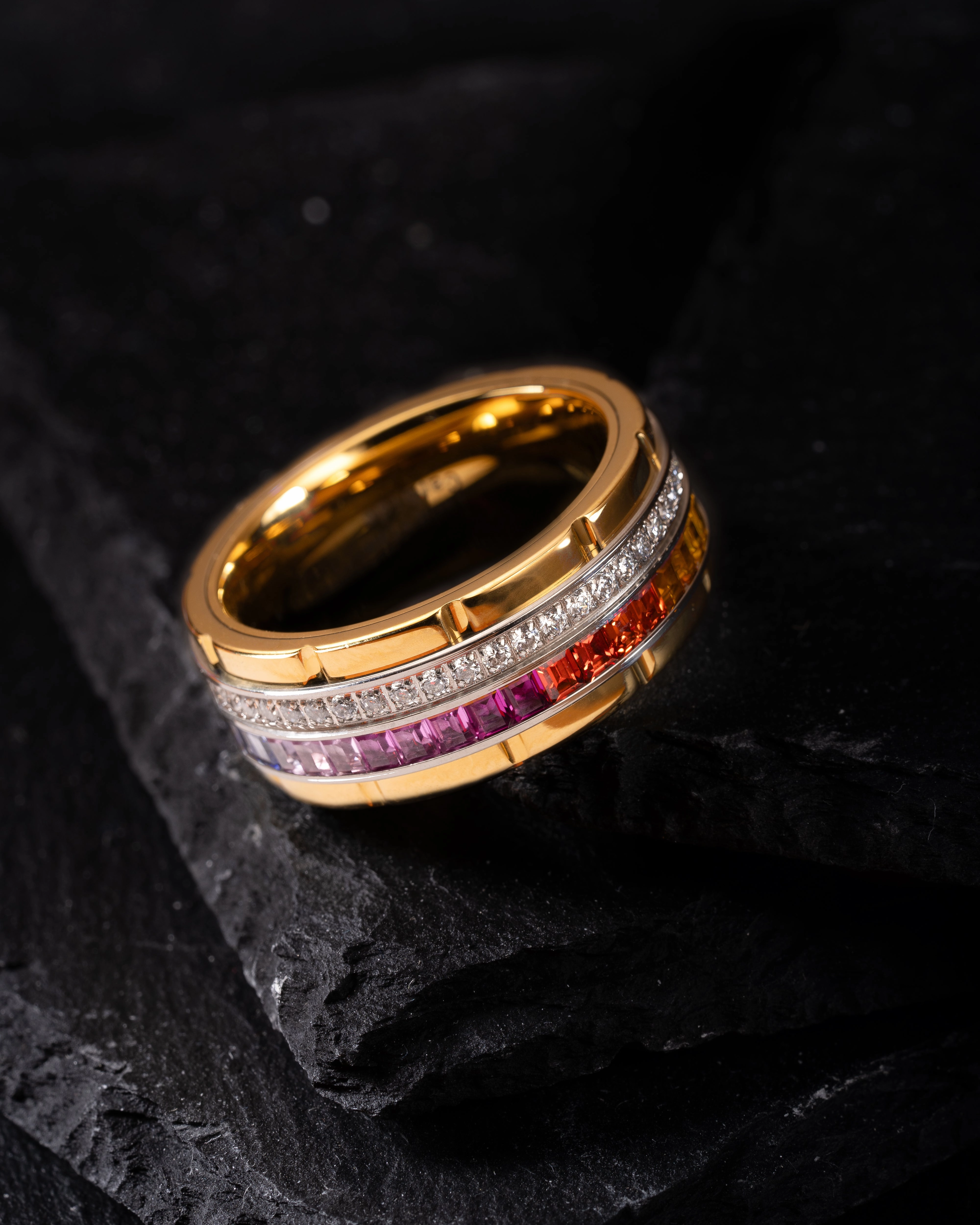 100S JEWELRY 10mm Gold Tungsten Rings For Men Rainbow & Clear CZ Cubic Zirconia moissanite Wedding Promise Band Size 6-16 Comfortable Article Home care