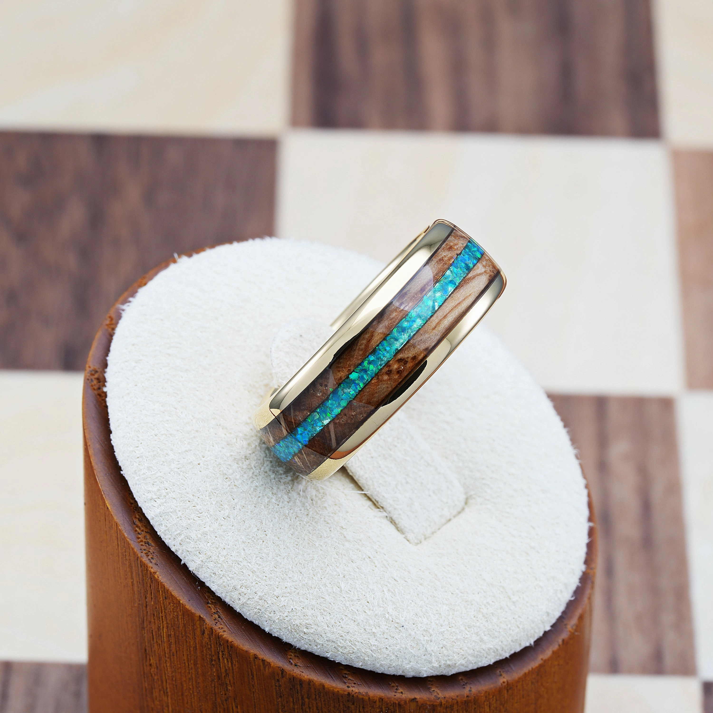 Brilliant Object Special Keepsake 100S JEWELRY 14k Gold Tungsten Rings For Men Whiskey Barrel & Green Opal Wedding Promise Engagement Band Size 6-16