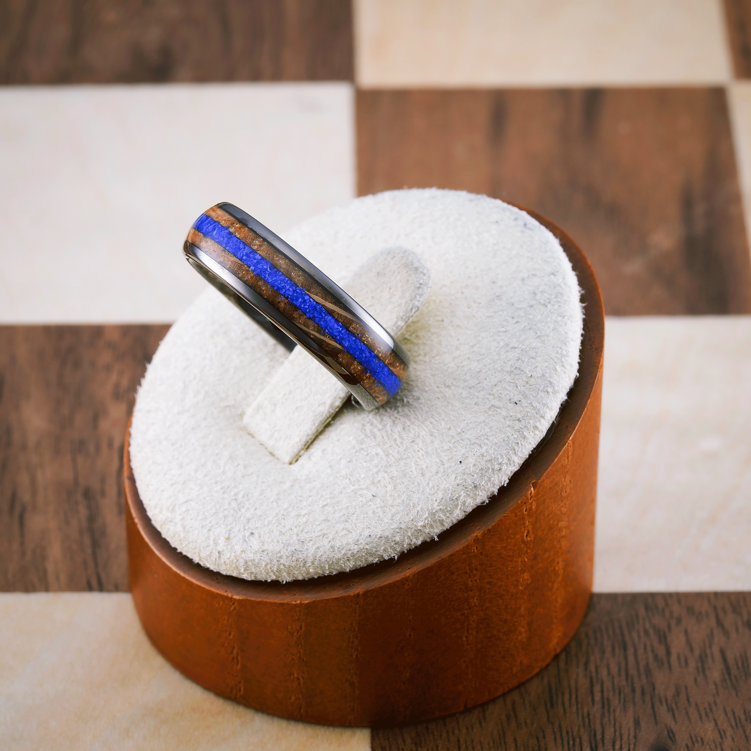 Bright Shine 100S JEWELRY 6mm Gunmetal Tungsten Rings for Men & Women: Unique Blue Opal & Whiskey Barrel Inlay - Durable Wedding, Engagement, Promise Band - Available in Sizes 6-13