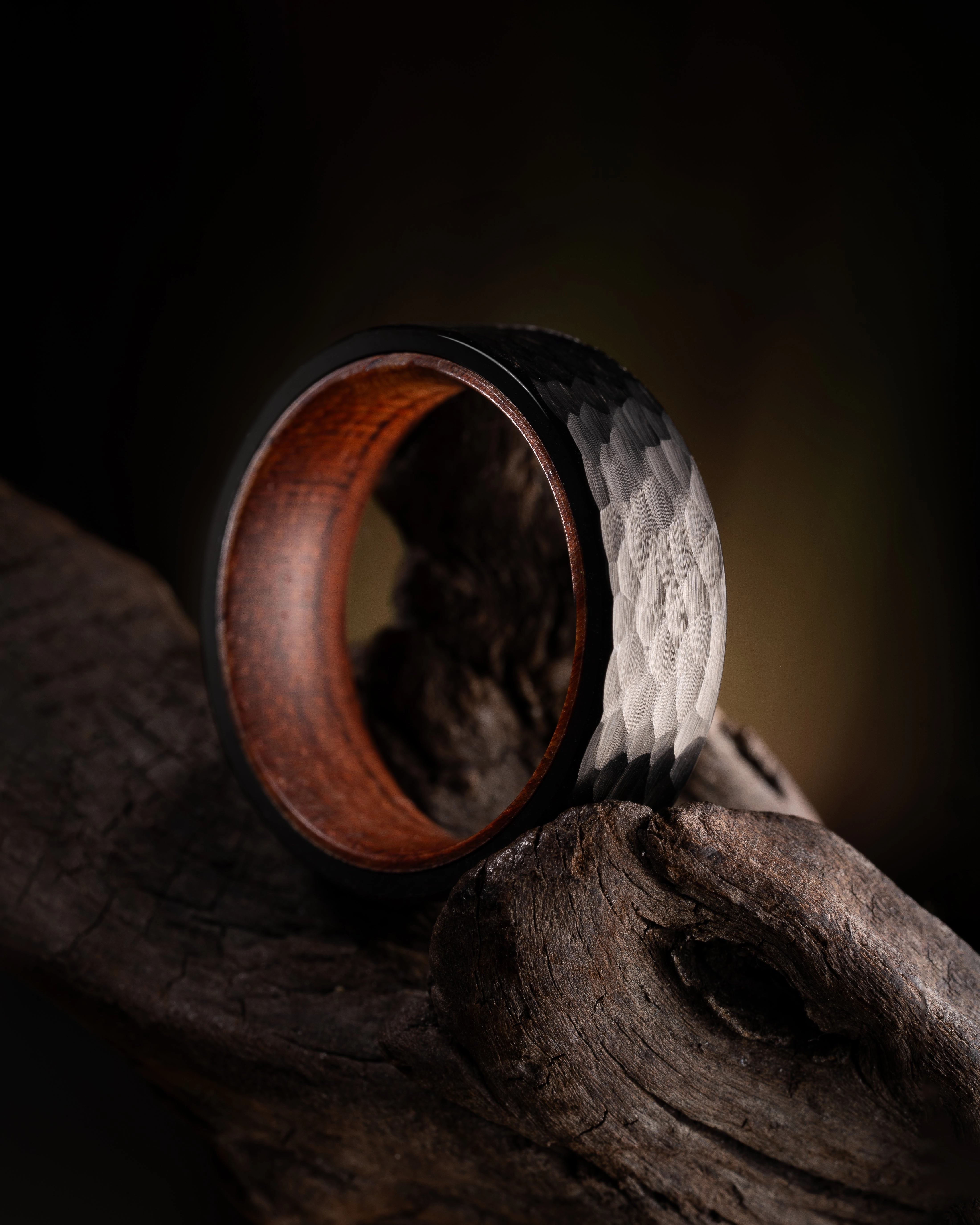 100S JEWELRY Black Hammered Finish Tungsten Rings For Men With Inner Rosewood Wedding Promise Band Size 6-16?? Meaningful Ornament Contemporary Memento