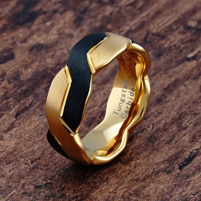 100S JEWELRY Engravable Two Tone Black Gold Infinity Knot Design Tungsten Rings for Men Wedding Band Size 6-16 Secure look