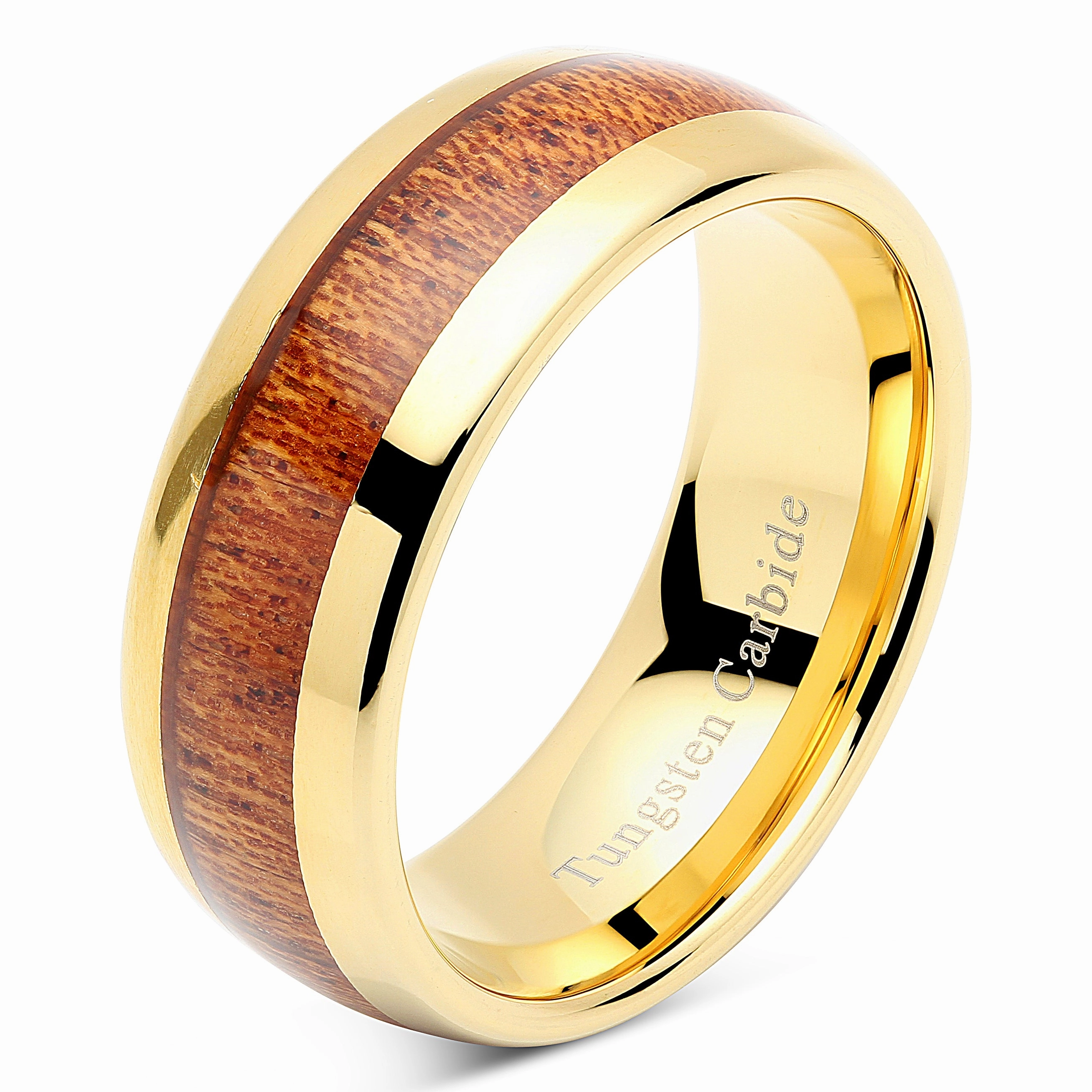 100S JEWELRY Mens Womens Wedding Bands Tungsten Rings Koa Wood Inlay 14k Gold Plated Size 6-16 HighEnd Gift Sparkling Style